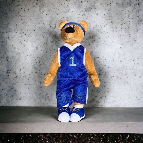 BJ Toy Co Basketball NBA Bear Plush Doll Stuffed Animal  Sports 16" Blue #1 - Picture 1 of 7